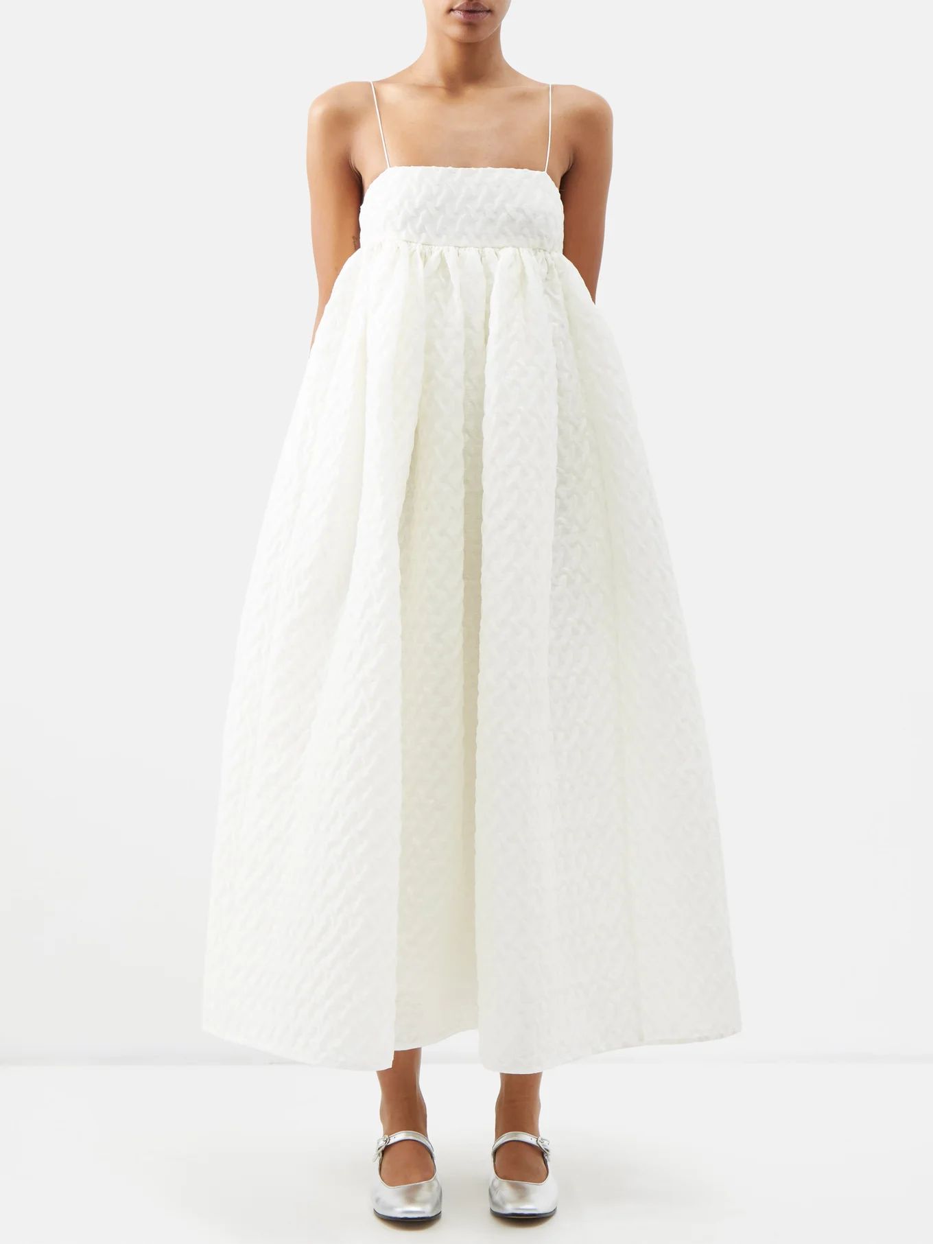 Edition Beth square-neck linen-blend cloqué dress | Cecilie Bahnsen | Matches (US)