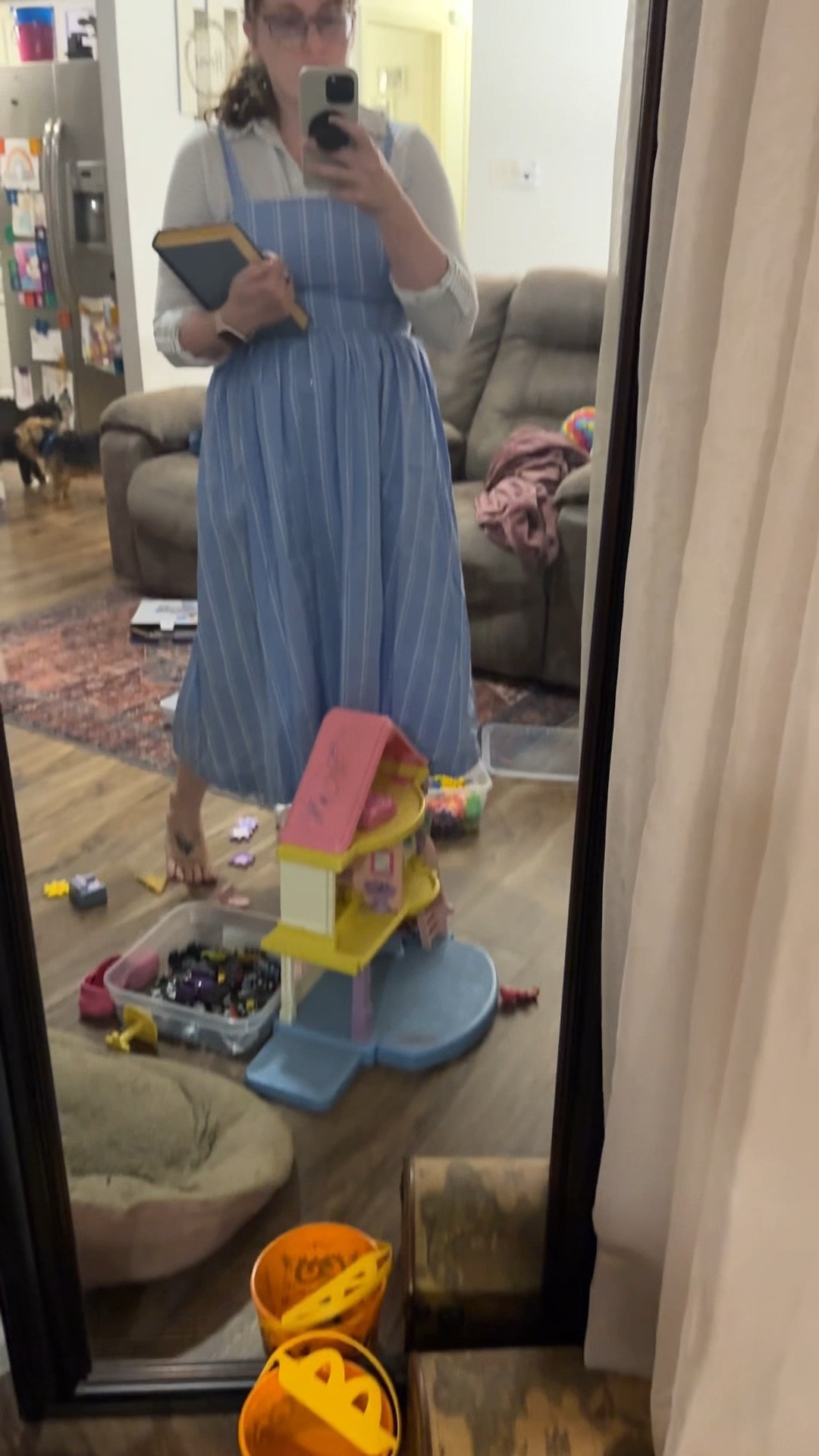 When your daughters ask you to be a Disney princess with them the night before Halloween… you improvise! 👑✨ Pulled together a last-minute Belle look to join my little princesses. 💛

#LTKFamily #LTKHalloween #LTKVideo