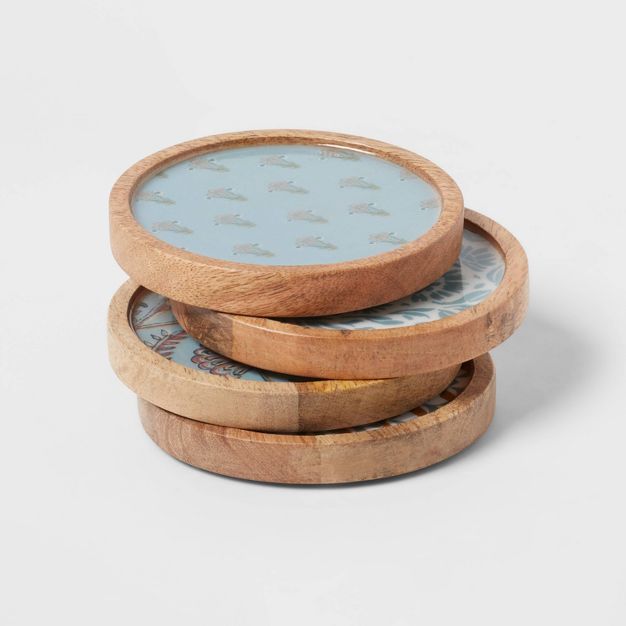 4pk Wood Mixed Pattern Coasters - Threshold™ | Target