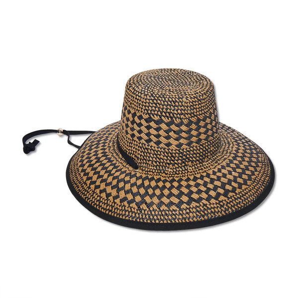 NEUTRAL NIGHT BRIELLE CHECKERED STRAW HAT | LELE SADOUGHI