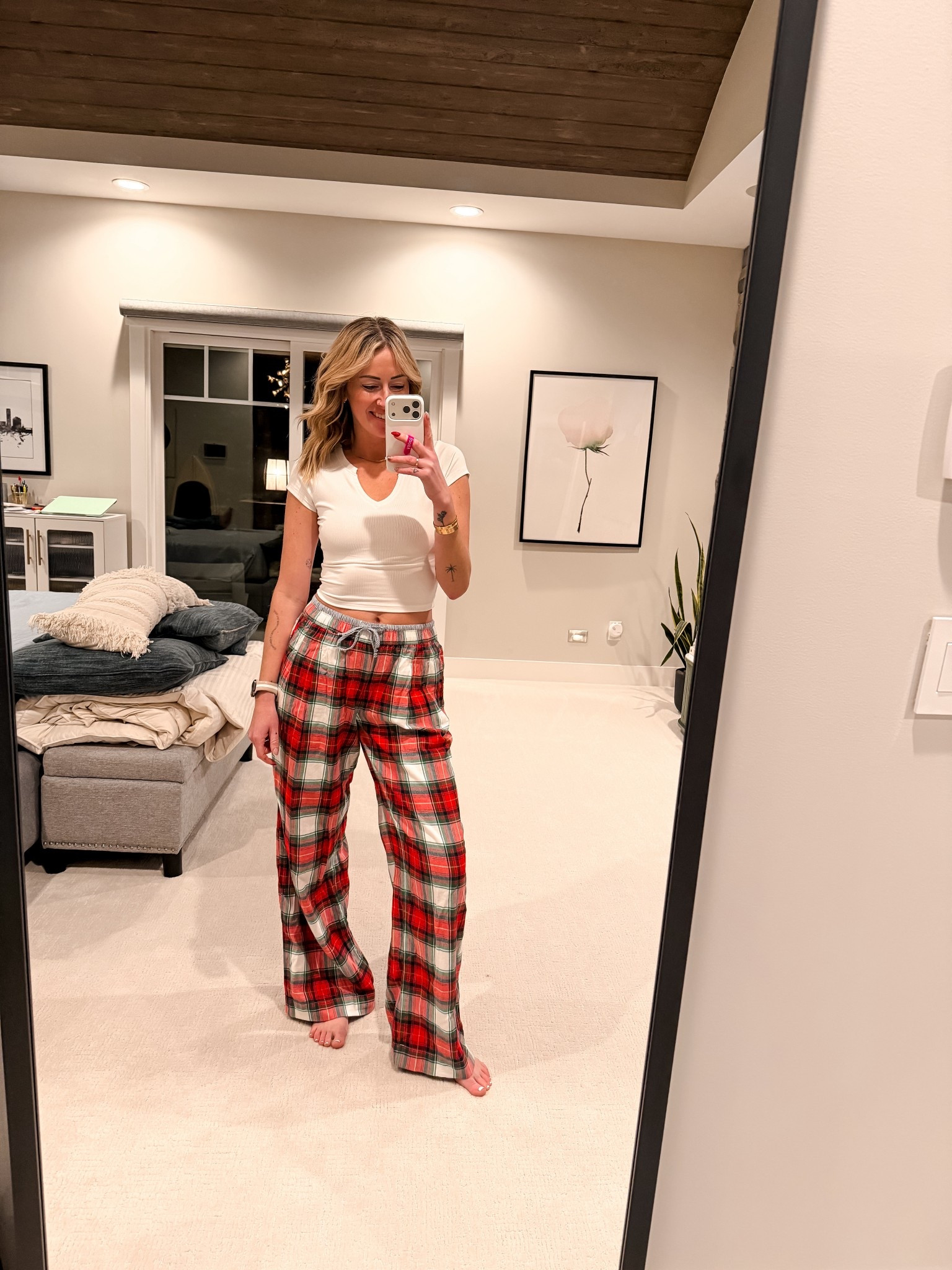 Festive plaid pajamas for winter and Christmas, aerie  cozy styles for winter