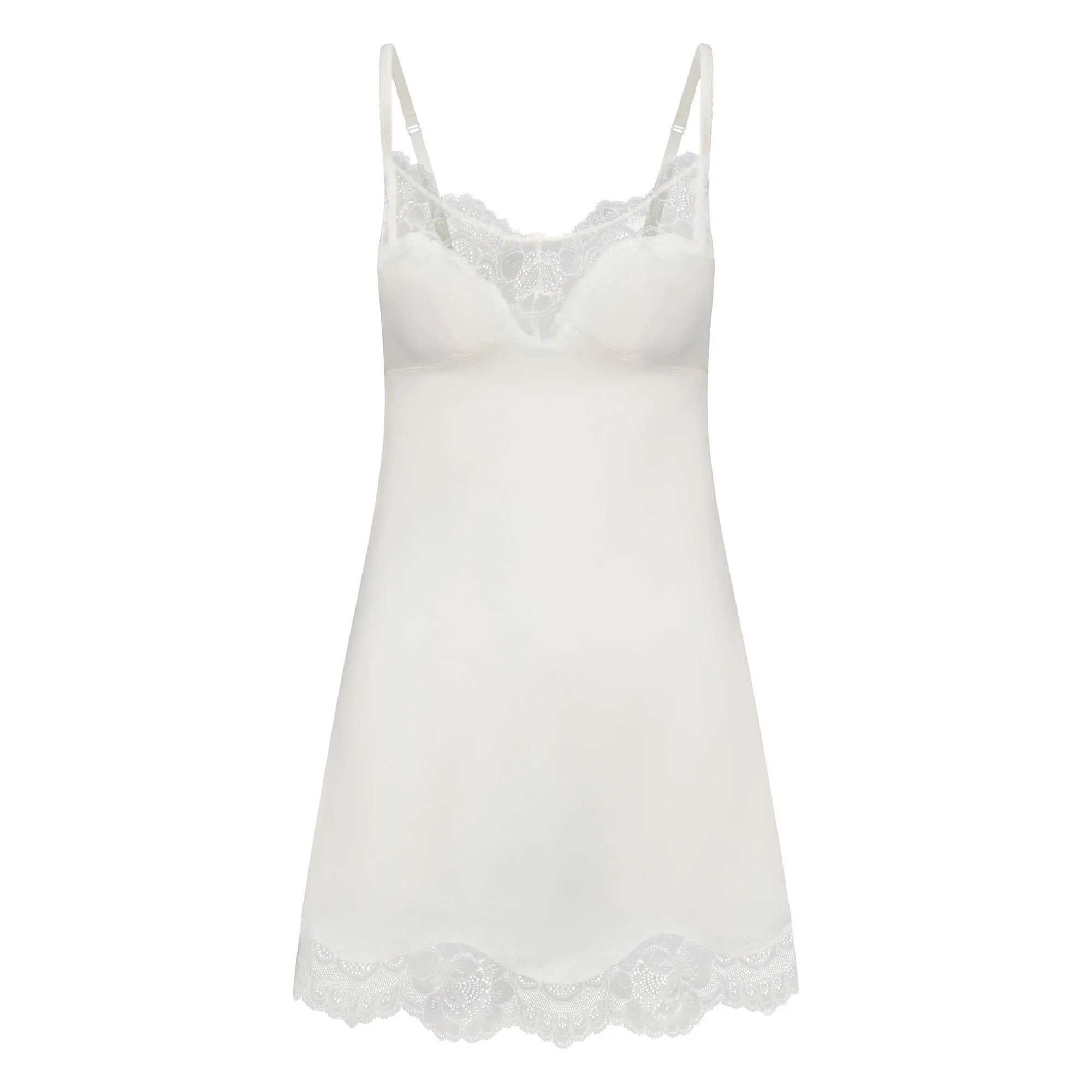 WOVEN SHINE LACE SLIP DRESS | IVORY | SKIMS | SKIMS (US)