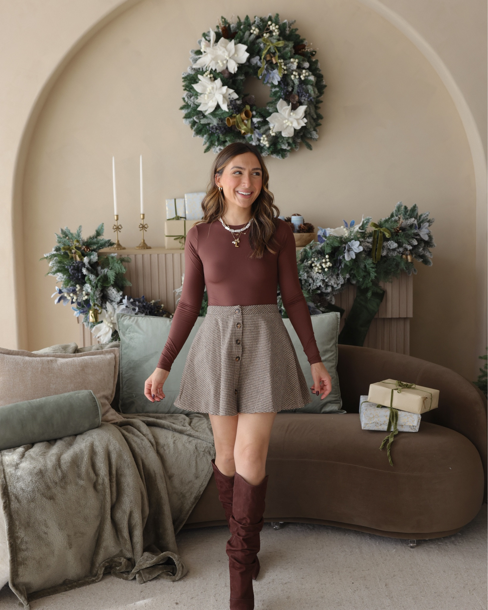 Small bodysuit and xs skirt! 

#LTKootd #LTKHoliday