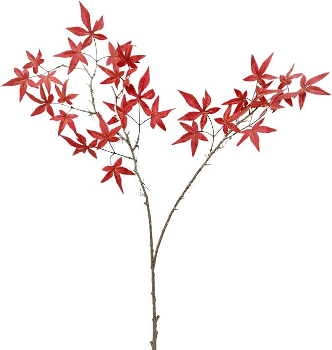 4 Pcs Artificial Maple Leaves Branches, Rustic Autumn Style, Realistic Appearance, Durable Plasti... | Amazon (US)