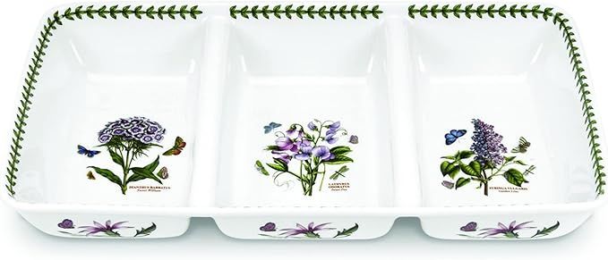 Portmeirion Botanic Garden 3-Section Server | 17 x 9.5 Inch Serving Platter with Assorted Motifs ... | Amazon (US)