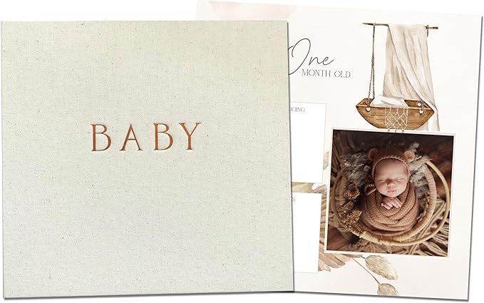 Peachly Unisex Baby Memory Book | Minimalist Baby First Year Keepsake for Milestones | Simple Bab... | Amazon (US)