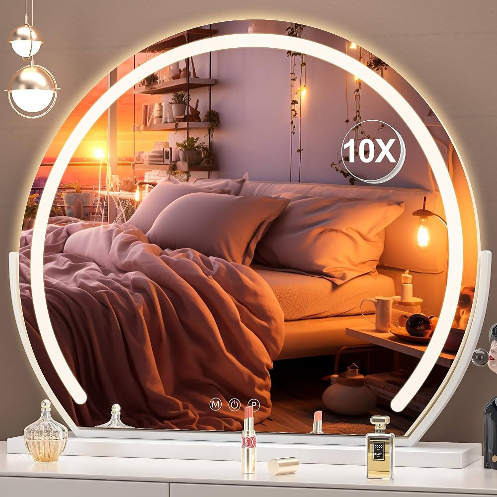 Hasipu Vanity Mirror with Lights, 24" x 22" LED Makeup Mirror, Lighted Makeup Mirror with Lights,... | Amazon (US)