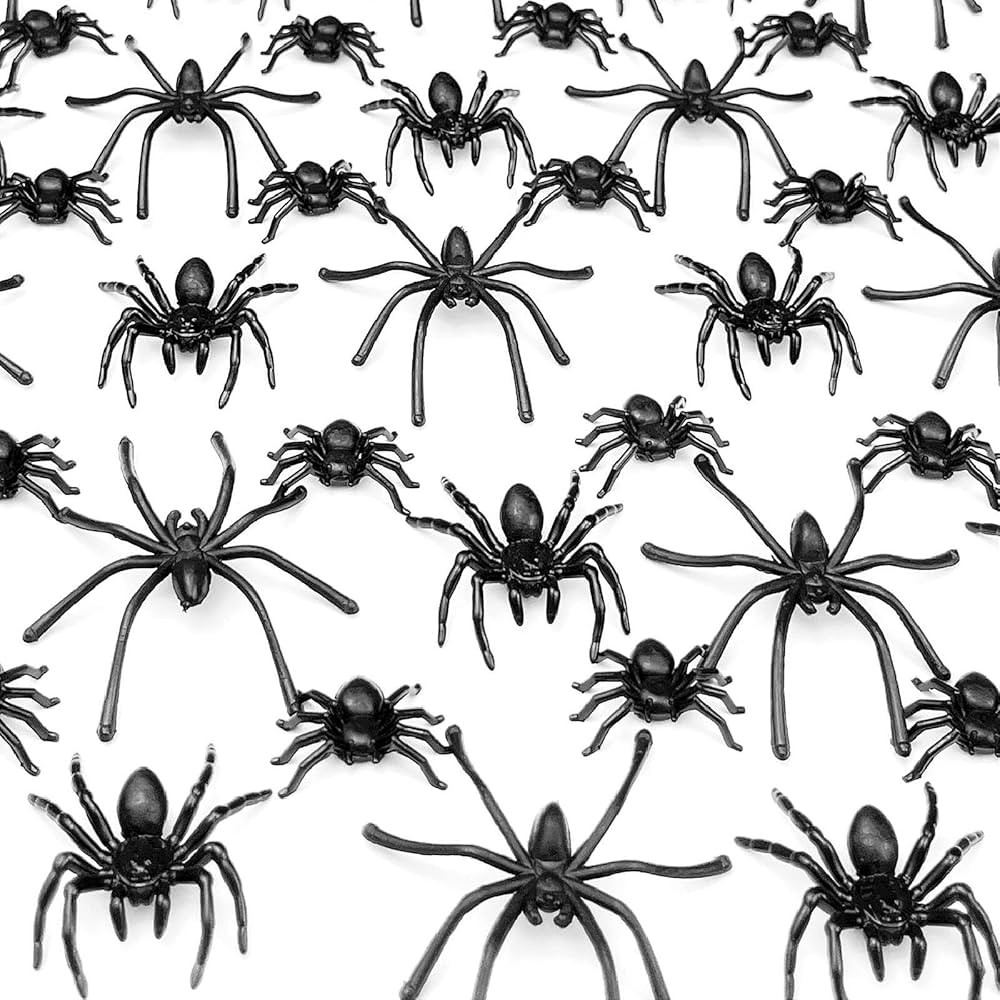 VOVEA Realistic Halloween Plastic Spiders 120 PCS, 3 Sizes Fake Spiders Black Halloween Spider Pr... | Amazon (US)