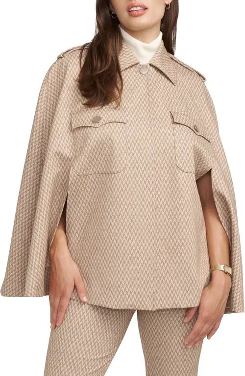 Anne Klein Chevron Cape Coat in Light Coffee/Anne White at Nordstrom, Size X-Large | Nordstrom