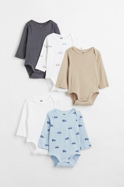 Long-sleeved bodysuits in soft, organic cotton jersey with overlapping sections at shoulders. Sna... | H&M (US + CA)