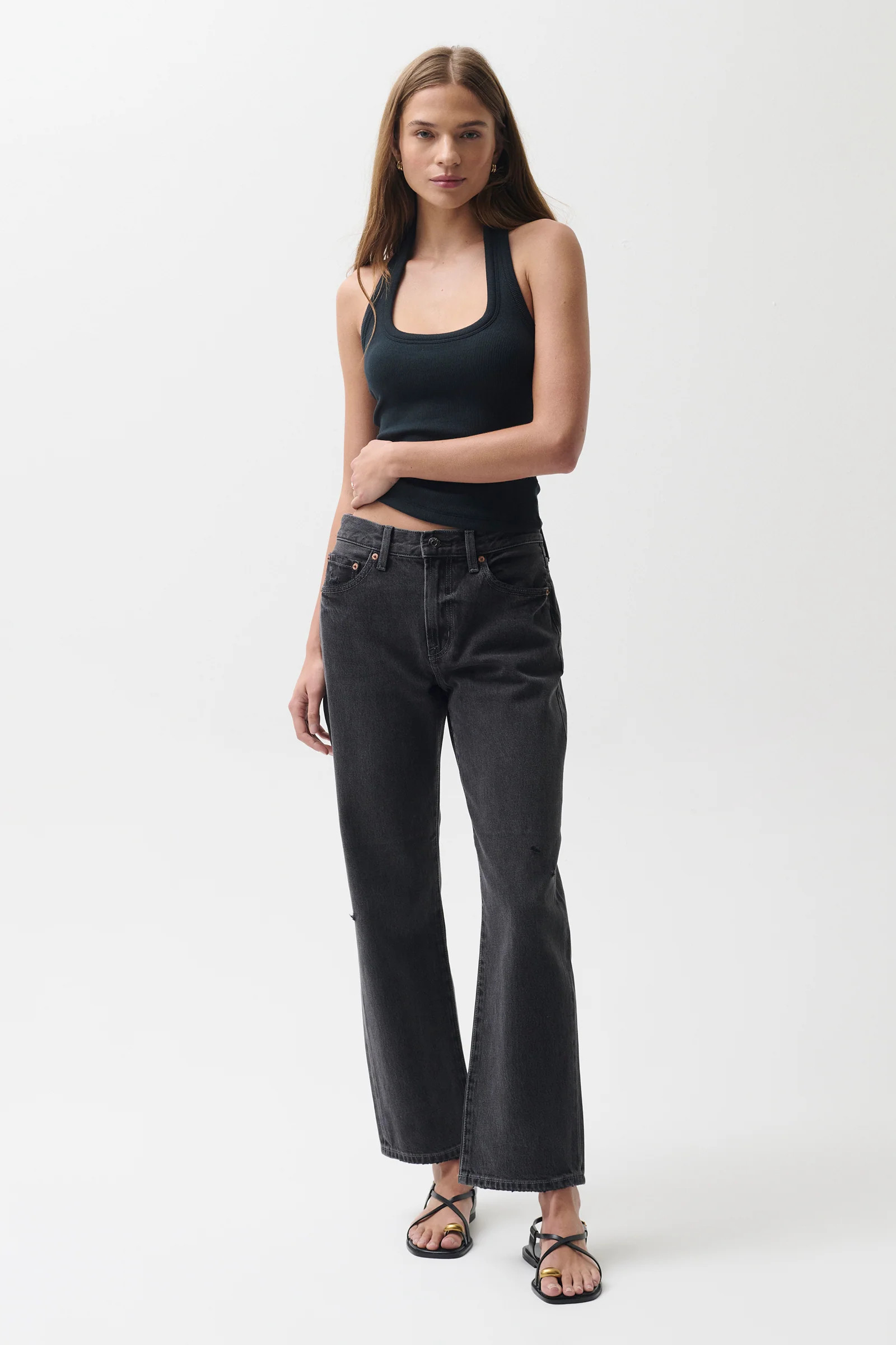 Lexi Mid Rise Bowed Straight Jean - Mercury | Pistola Denim