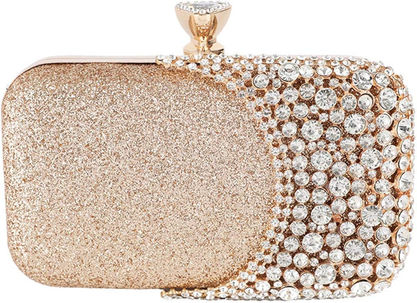 FIVE FLOWER Womens Crystal Evening Clutch Bag Wedding Purse Bridal Prom Handbag Party Bag | Amazon (US)