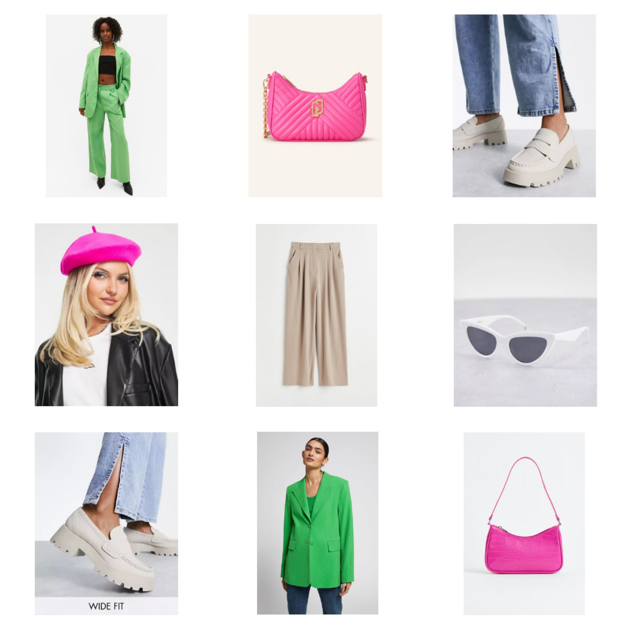 Feather Hem Details. Fashion and Style Blog Girl from Heartfelt Hunt. Girl with blonde hair wearing a green oversized blazer, pink feather hem details, pink beret, white cat-eye sunglasses, check board print top, wide leg pants, pink mini bag and chunky loafers. #colorfuloutfit #colorfulstyle #colorfulfashion #colorfullooks #fashionfun #cutefalloutfit #fallfashion2022 #falllookbook #fitcheck #dailylooks #dailylookbook #contentcreator #microinfluencer #discoverunder20k
