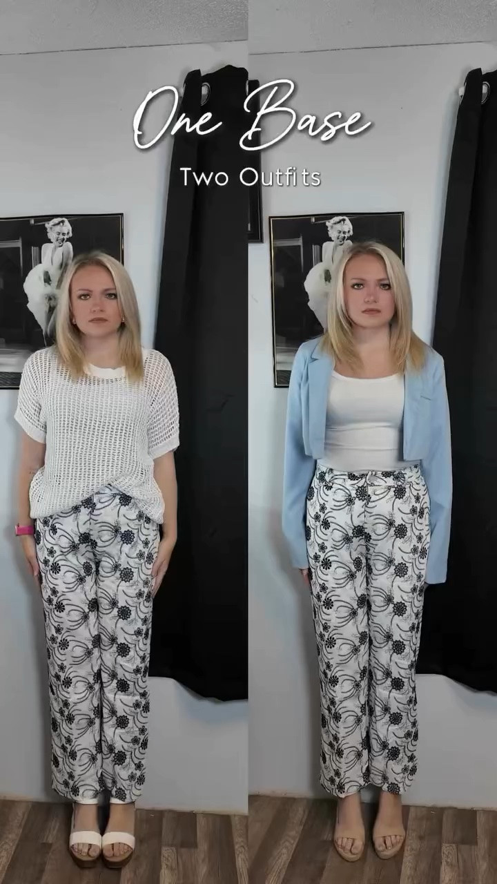 One Base, Two Outfits.. which one do you prefer? ✨ either way we all can agree that these @lulus pants are a moment! #outfitstyling #officeoutfit #pinterestinspo #lulusoutfit