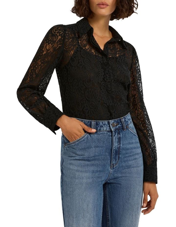 Marcs Come Clean Lace Blouse in Black 14 | Myer