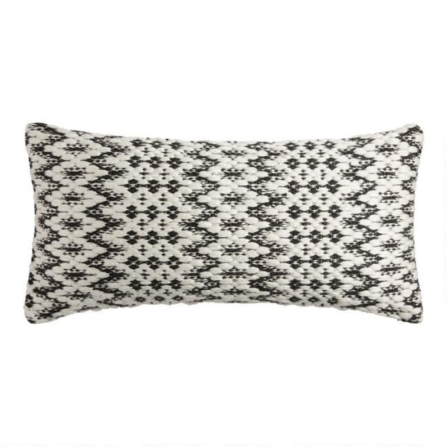 Embroidered Zigzag Indoor Outdoor Lumbar Pillow | World Market