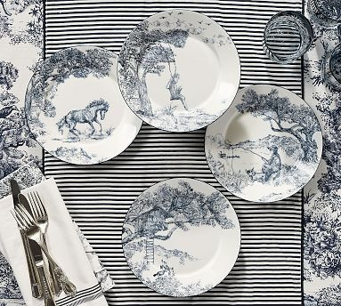 Brandon Maxwell Groveland Toile Salad Plates - Mixed Set of 4 | Pottery Barn (US)