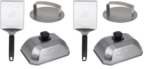 Blackstone 5462 Hamburger Kit (3 Piece) – Metal Flipper Spatula Turner, Basting Cover & Hamburger Press Patty Stainless Steel Burger Maker Set for Bacon, Steak–Griddle Accessories for Grilling, Black | Amazon (US)