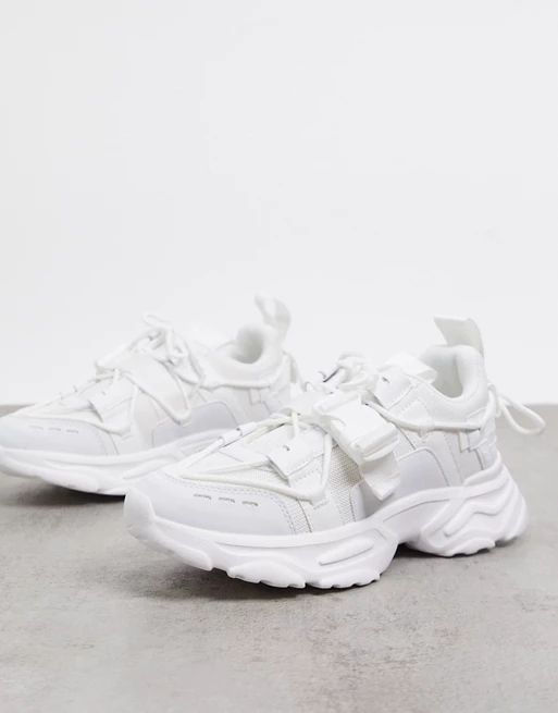 ASOS DESIGN Distract chunky lace up sneakers in white | ASOS (Global)