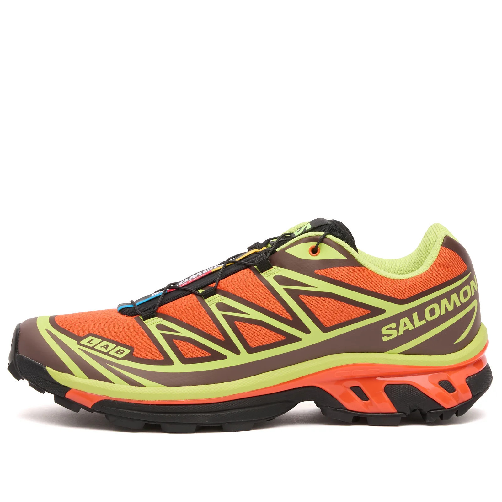 Salomon XT-6 Sneaker in Red Orange/Sharp Green/Black, Size UK 7.5 | END. Clothing
