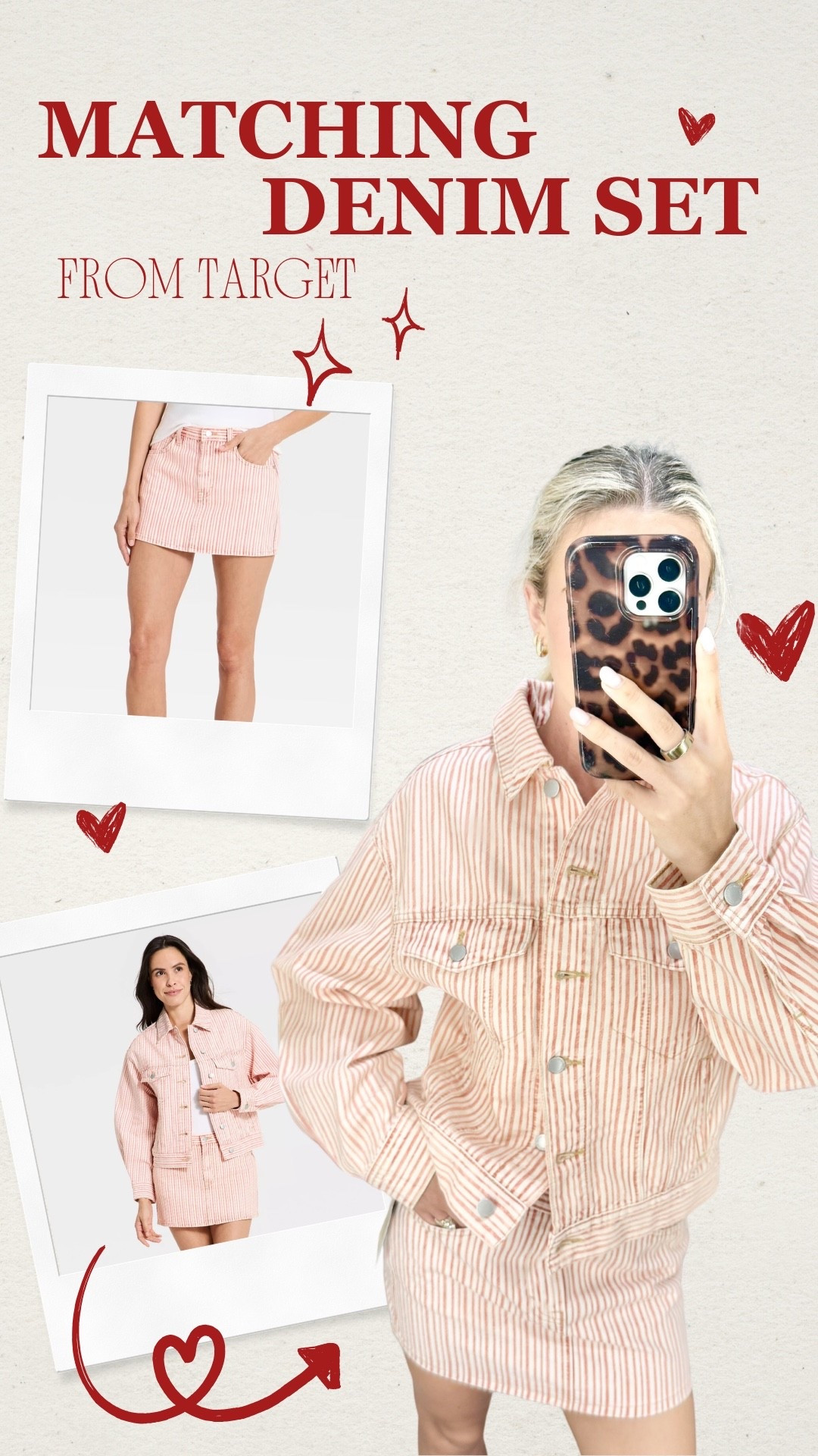 Found the cutest red & white stripped denim set at target!! 🍒🤍