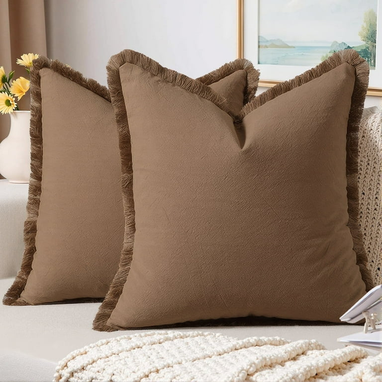 Sanmadrola Throw Pillow Covers Decorative Linen Fringe Throw Pillow Covers Cozy Boho Farmhouse Cu... | Walmart (US)