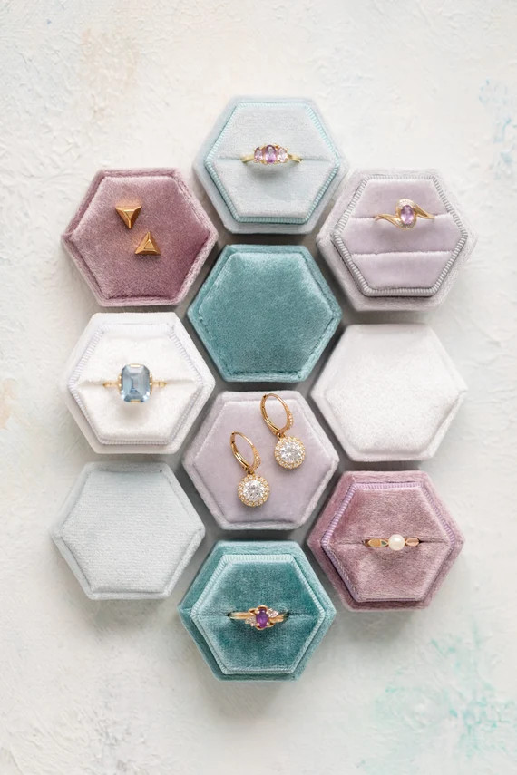8 Colors Velvet Ring Box Engagement Ring Box Double and | Etsy | Etsy (US)