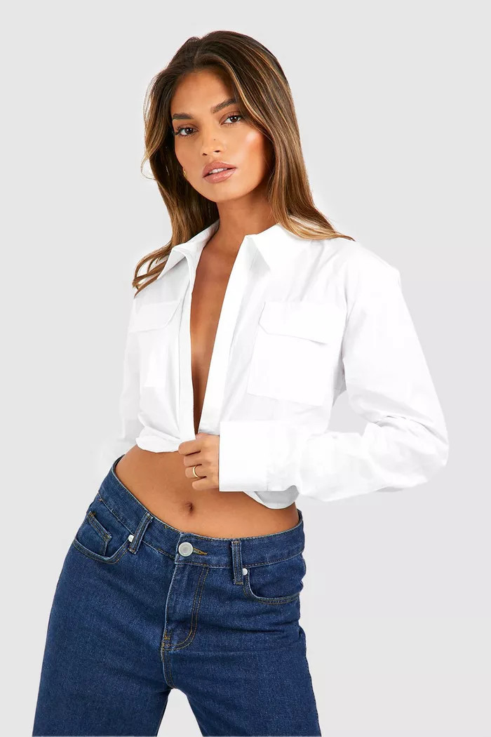 Crop Twist Front Shirt | boohoo (US & Canada)