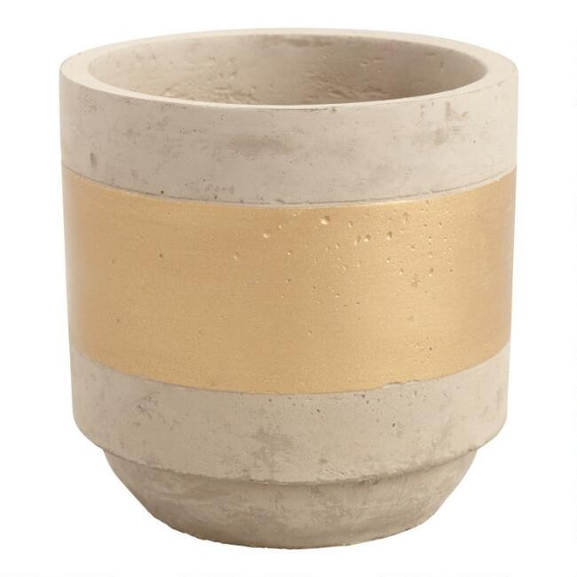 Gold Stripe Cement Planter | World Market