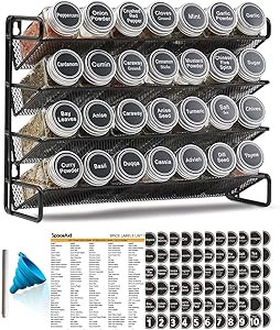 SpaceAid Spice Rack Organizer with 28 Spice Jars, 386 Spice Labels, Chalk Marker and Funnel Set f... | Amazon (US)