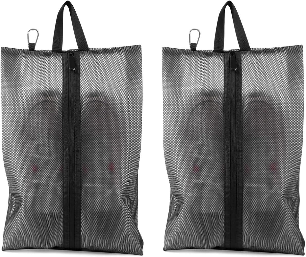 2 Pack Shoe Bags for Travel, Sneaker Bags, Waterproof Travel Shoe Bags with Zipper for Packing, G... | Amazon (US)