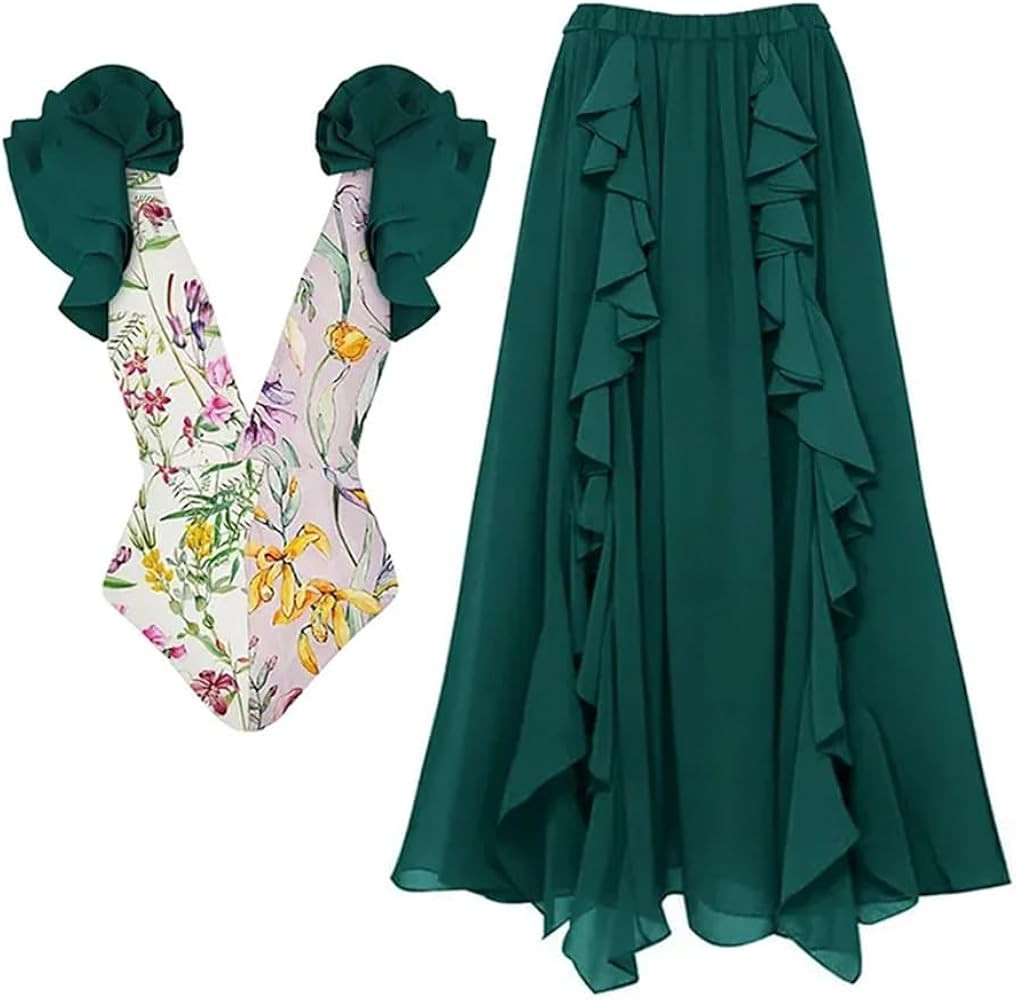 IBAKOM One Piece Swimsuit with Cover Ups Women Push Up Two Pieces Bathing Suit Sexy Bikini Set Wr... | Amazon (US)