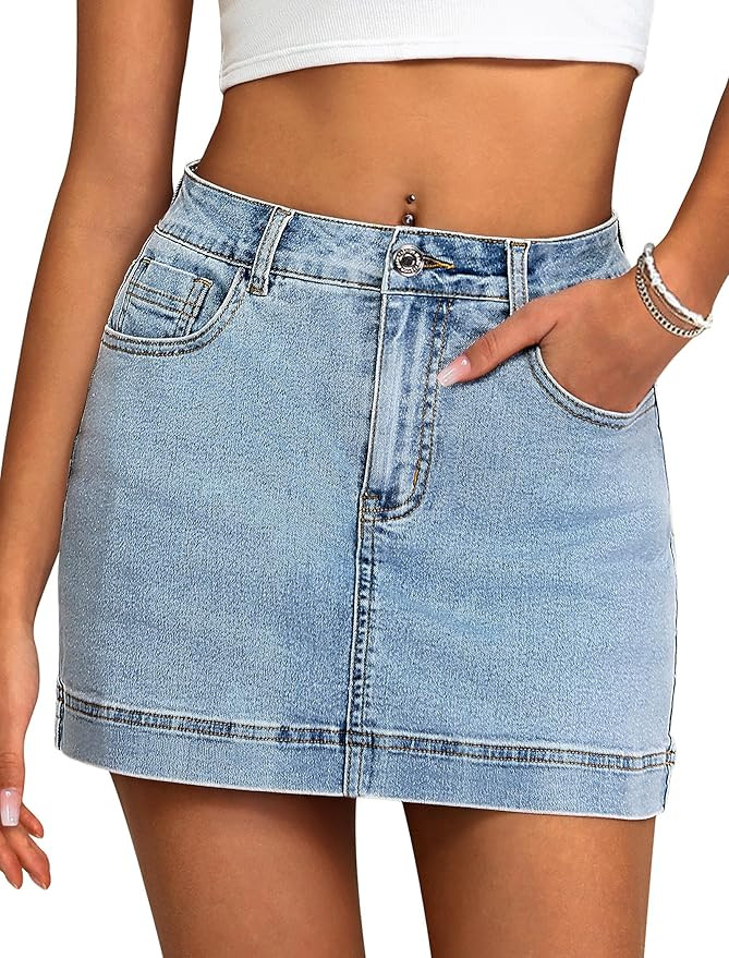 IWD Jean Skorts for Woman 2025 Trendy High Waisted Y2k Mini Skirt Stretchy Denim Shorts Skort Cou... | Amazon (US)