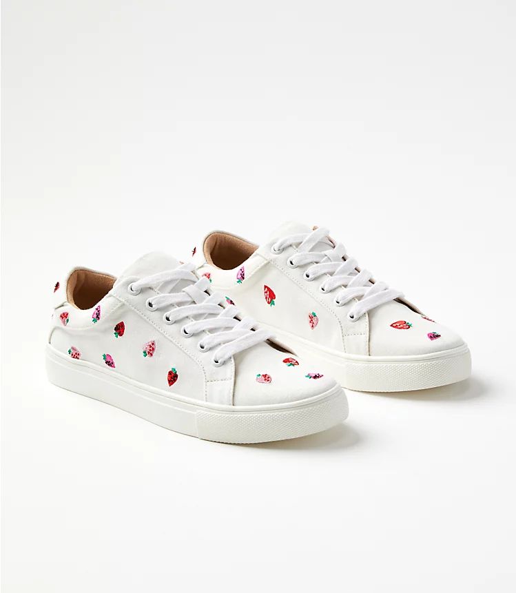 Embroidered Lace Up Sneakers | LOFT | LOFT