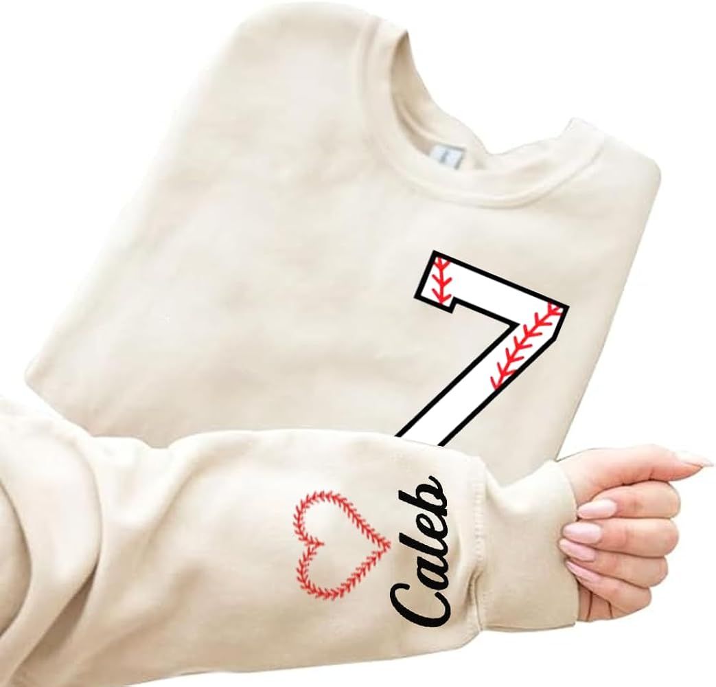 FAITHWALLART Custom Baseball Name Sweatshirt, Personalized Baseball Mom Gift, Game Day Shirt,Mom ... | Amazon (US)