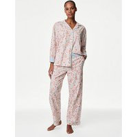 M&S Collection Cool Comfort™ Pure Cotton Floral Pyjama Bottoms - 16LNG - Pink Mix, Pink Mix | Marks & Spencer IE