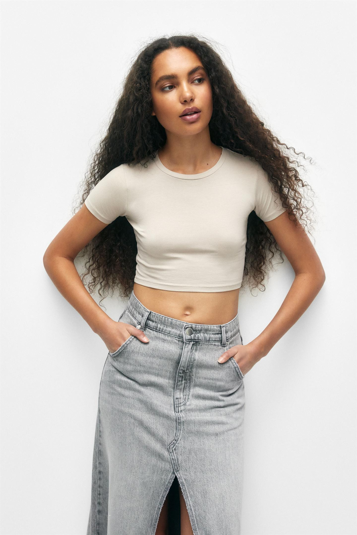 Cropped short sleeve T-shirt | PULL and BEAR NL