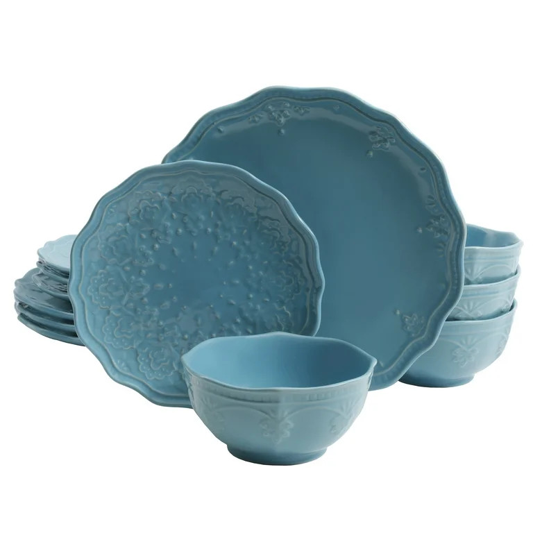The Pioneer Woman Farmhouse Lace 12-Piece Dinnerware Set - Walmart.com | Walmart (US)