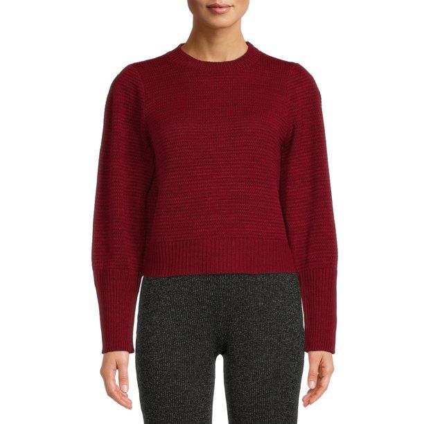 Time and Tru Women's Abbreviated Puff Sleeve Sweater - Walmart.com | Walmart (US)