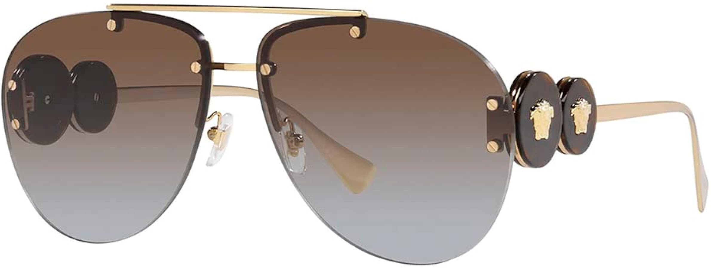 Versace VE 2250 148889 Gold Metal Aviator Sunglasses Brown Gradient Lens | Amazon (US)