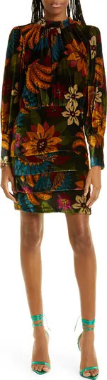 FARM Rio Macaw Floral Long Sleeve Velvet Dress | Nordstrom | Nordstrom