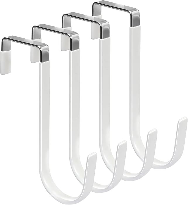 FYY Over the Door Hooks, Single-Hanger 4 Pack, Fits Doors 1 3/8" White | Amazon (US)