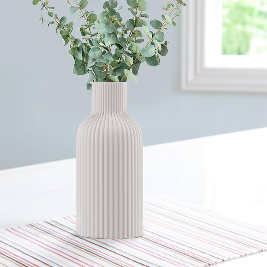 Vase, White Ceramic Vase, Flower Vase, Minimalist Modern Home Decor, Matte Finish Pampas Grass Va... | Amazon (US)