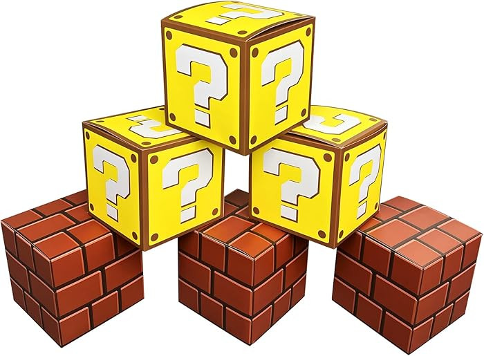 6 Pcs Question and Brick Party Boxes for Gaming Birthday Decorations, 7.5 Inch Video Game Centerp... | Amazon (US)