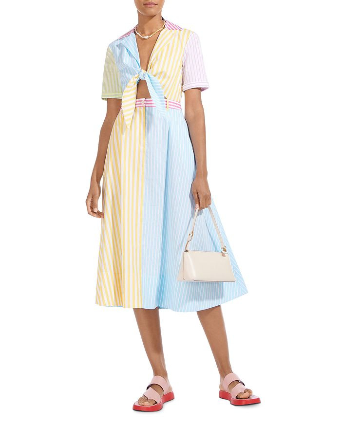 Giorgiana Mixed Stripe Tie Front Midi Dress | Bloomingdale's (US)