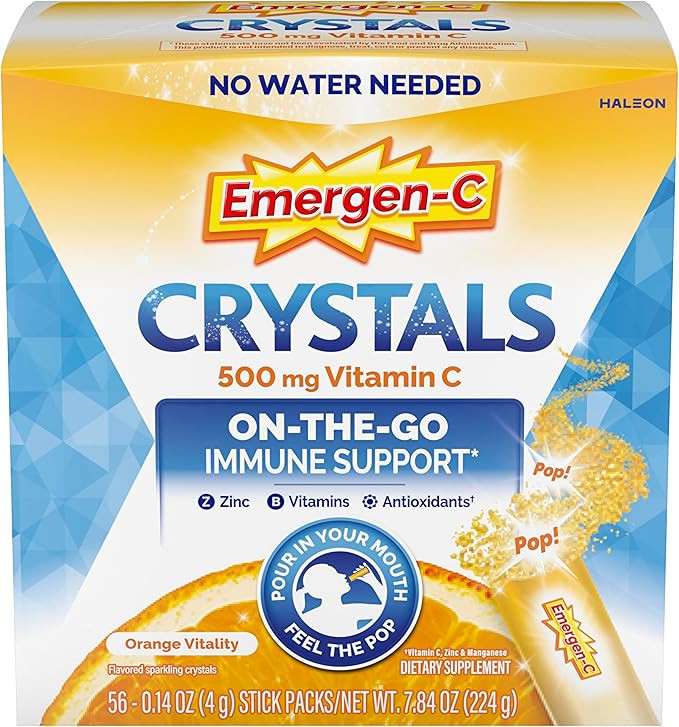 Emergen-C Crystals, On-the-Go Emergen-C Immune Support Supplement with Vitamin C, B Vitamins, Zin... | Amazon (US)