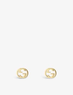 Interlocking G 18ct yellow gold stud earrings | Selfridges