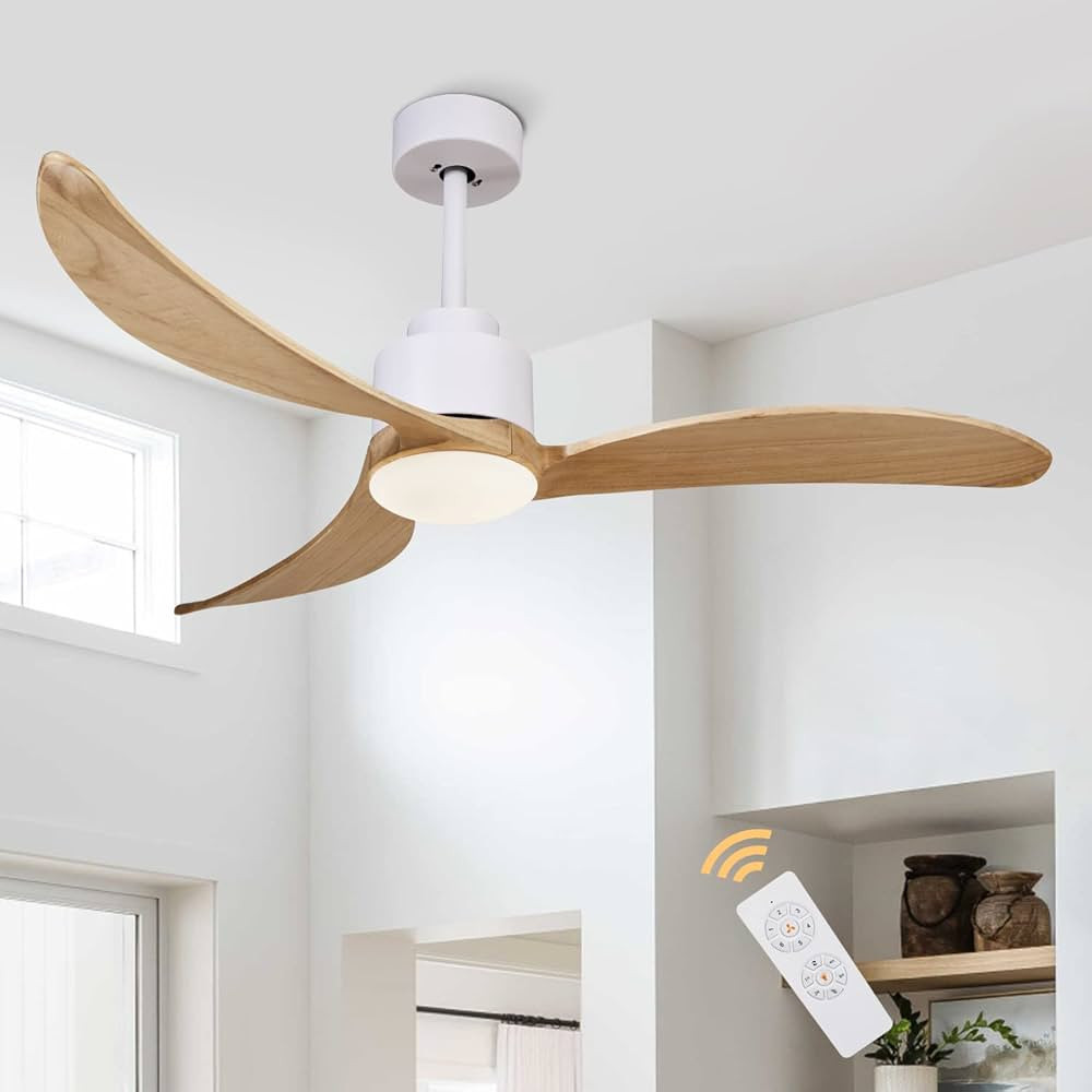 Ceiling Fan with Light 52 Inches, Modern 3 Wood Blades Ceiling Fan with Remote Control 6 Speed Re... | Amazon (US)