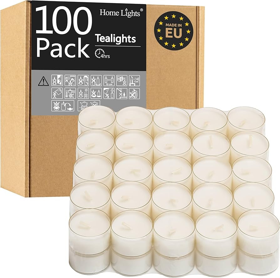 Tealight Candles, Giant 100,200,300 Bulk Packs, 4-4.5 Hrs White Unscented European Smokeless Clea... | Amazon (US)