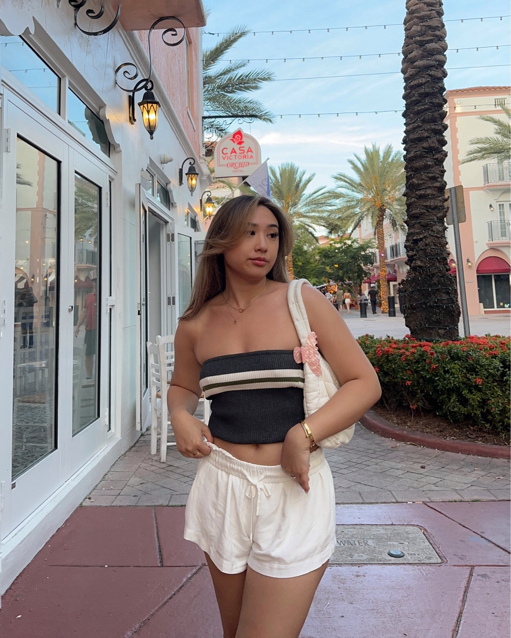 simple tube top summer outfit 🩶